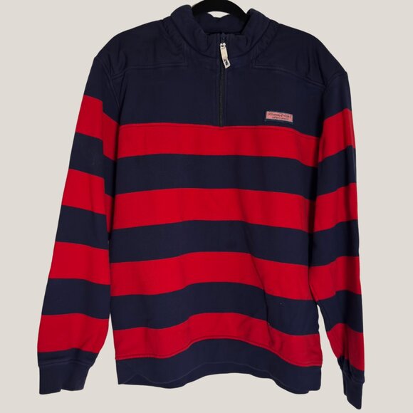 Vineyard Vines Men's Striped Quarter Zip, Large - Picture 1 of 4